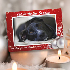 赤い輝く星クリスマスビッグフォトカード 招待状