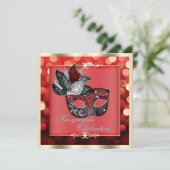 赤い輝エレガントく光の灯り《写真》ぼけ味仮装 招待状 (スタンド正面)