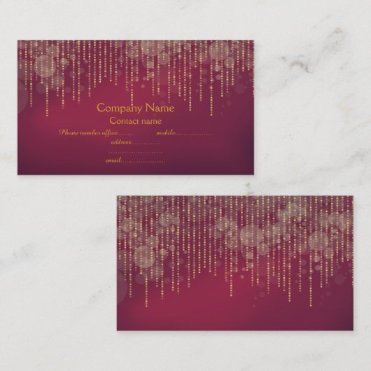 赤い輝エレガントく金ゴールド商店街 名刺 (正面/裏面)