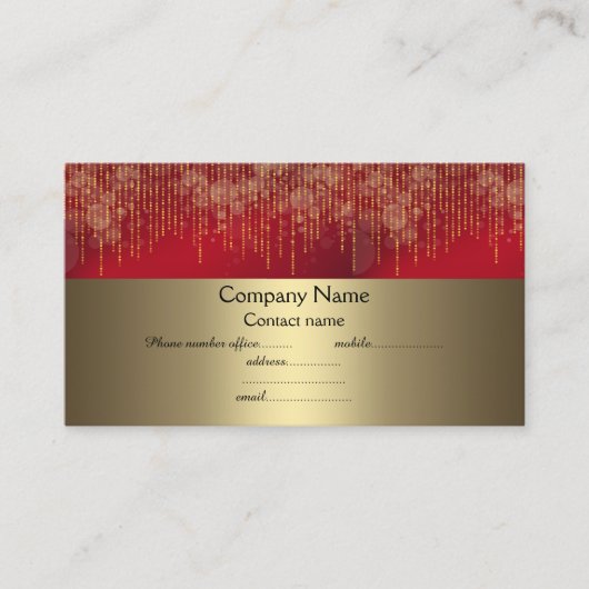 赤い輝エレガントく金ゴールド 名刺 (正面)