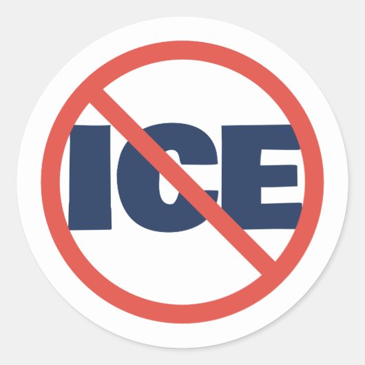 赤い輪の反トランプ ICE 政治的意見 ラウンドシール (正面)