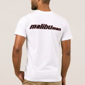 赤い輪郭とのマリブの人の黒 Tシャツ (裏面)