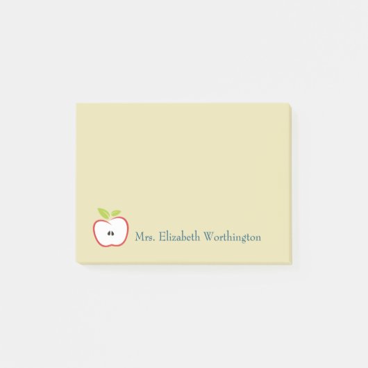 赤い輪郭と緑のリンゴ葉 ポストイット (正面)