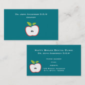 赤い輪郭と緑のリンゴ葉 名刺 (正面/裏面)