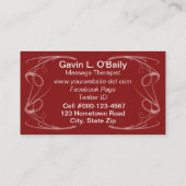 赤い輪郭のフラクタルハートのスイープ 名刺 (裏面)