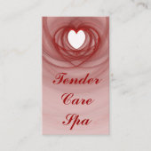 赤い輪郭のフラクタルハートのスイープ 名刺 (正面)