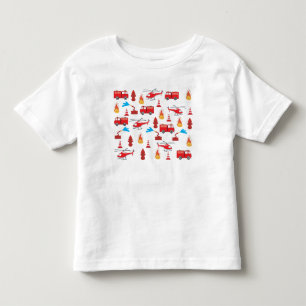 赤い輸送消防車エンジン旅団パターン トドラーTシャツ