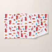 赤い輸送消防車エンジン旅団パターン バスタオルセット (ハンドタオル)