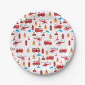 赤い輸送消防車エンジン旅団パターン ペーパープレート (正面)