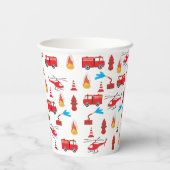 赤い輸送消防車エンジン旅団パターン 紙コップ (裏面)