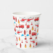 赤い輸送消防車エンジン旅団パターン 紙コップ (右)