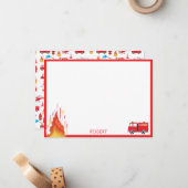 赤い輸送消防車エンジン旅団ボーイズ ノートカード (正面/裏面インサイチュ)