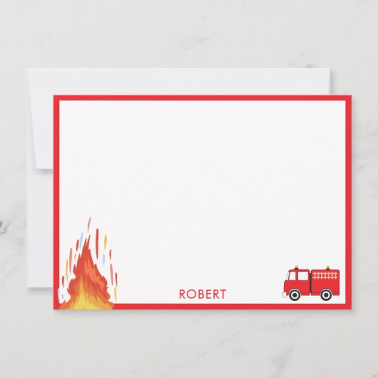 赤い輸送消防車エンジン旅団ボーイズ ノートカード (正面)