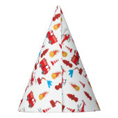 赤い輸送消防車エンジン誕生日パーティー パーティーハット (裏面)