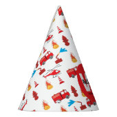 赤い輸送消防車エンジン誕生日パーティー パーティーハット (左)