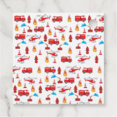 赤い輸送消防車エンジン誕生日パーティー フェイバータグ (裏面)