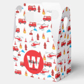 赤い輸送消防車エンジン誕生日パーティー フェイバーボックス (オープン)