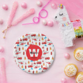 赤い輸送消防車エンジン誕生日パーティー ペーパープレート (パーティー)