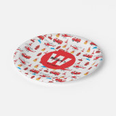 赤い輸送消防車エンジン誕生日パーティー ペーパープレート (アングル)