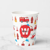 赤い輸送消防車エンジン誕生日パーティー 紙コップ (裏面)