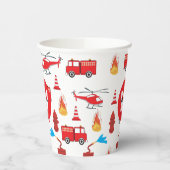 赤い輸送消防車エンジン誕生日パーティー 紙コップ (左)