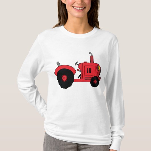 赤い農場のトラクター Tシャツ (正面)