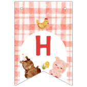 赤い農場の動物の男の子の誕生日 バンティングフラッグ (第2の旗)