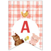 赤い農場の動物の男の子の誕生日 バンティングフラッグ (第3の旗)