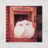 赤い農場の窓で白い鳩 スクエア名刺 (裏面)