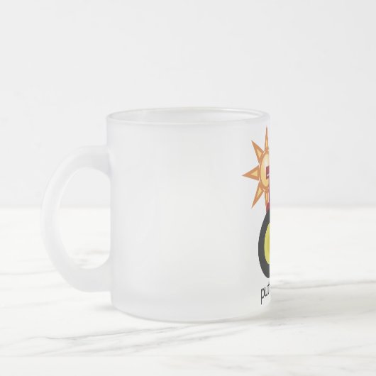 赤い農場トラクターのTシャツおよびギフト フロストグラスマグカップ (左)