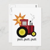 赤い農場トラクターのTシャツおよびギフト ポストカード (正面/裏面)