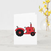赤い農用トラクターの乗り物 カード (黄色い花)