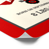 赤い農耕トラクターの赤ちゃん誕生統計 ポスター (角)