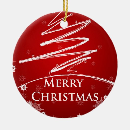 赤い近代美術のオーナメントのクリスマスツリー セラミックオーナメント (正面)