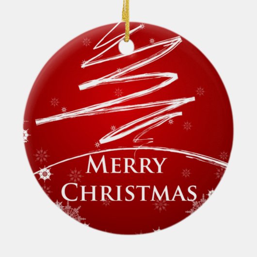 赤い近代美術のオーナメントのクリスマスツリー セラミックオーナメント (裏面)