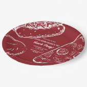 赤い近所のおもしろいブロックスナック食品パーティー ペーパープレート (アングル)