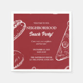 赤い近所のおもしろいブロック食品スナックパーティー スタンダードカクテルナプキン (正面)