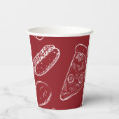 赤い近所のおもしろいブロック食品スナックパーティー 紙コップ (裏面)
