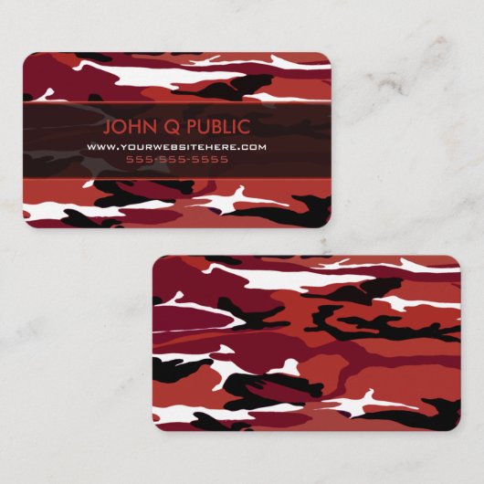 赤い迷彩柄パターン 名刺 (正面/裏面)