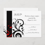 赤い逆旋回を持つ白黒 インビテーションポストカード (正面/裏面)