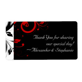 赤い逆旋回を持つ白黒 ラベル