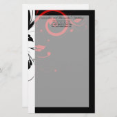 赤い逆旋回を持つ白黒 便箋 (正面/裏面)