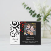 赤い逆旋回を持つ白黒 案内ポストカード (スタンド正面)