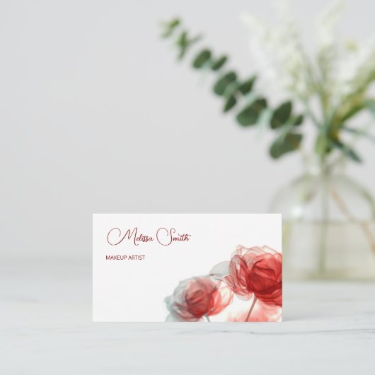 赤い透明な花 名刺 (スタンド正面)