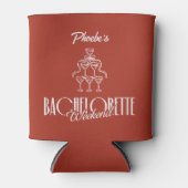 赤い遊び心のあるワインボトル イラスト ブライズネーム カスタム 缶クーラー (正面)