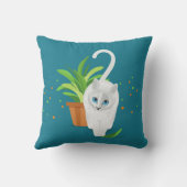 赤い遊玉葉の白い猫 アウトドアクッション (裏面)