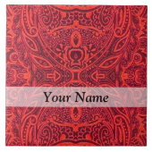 赤い部族のダマスクパターン タイル (正面)