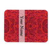 赤い部族のダマスクパターン マグネット (横)