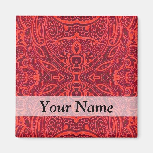 赤い部族のダマスクパターン マグネット (正面)