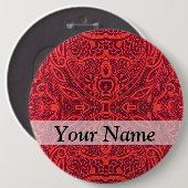 赤い部族のダマスクパターン 缶バッジ (正面&裏面)